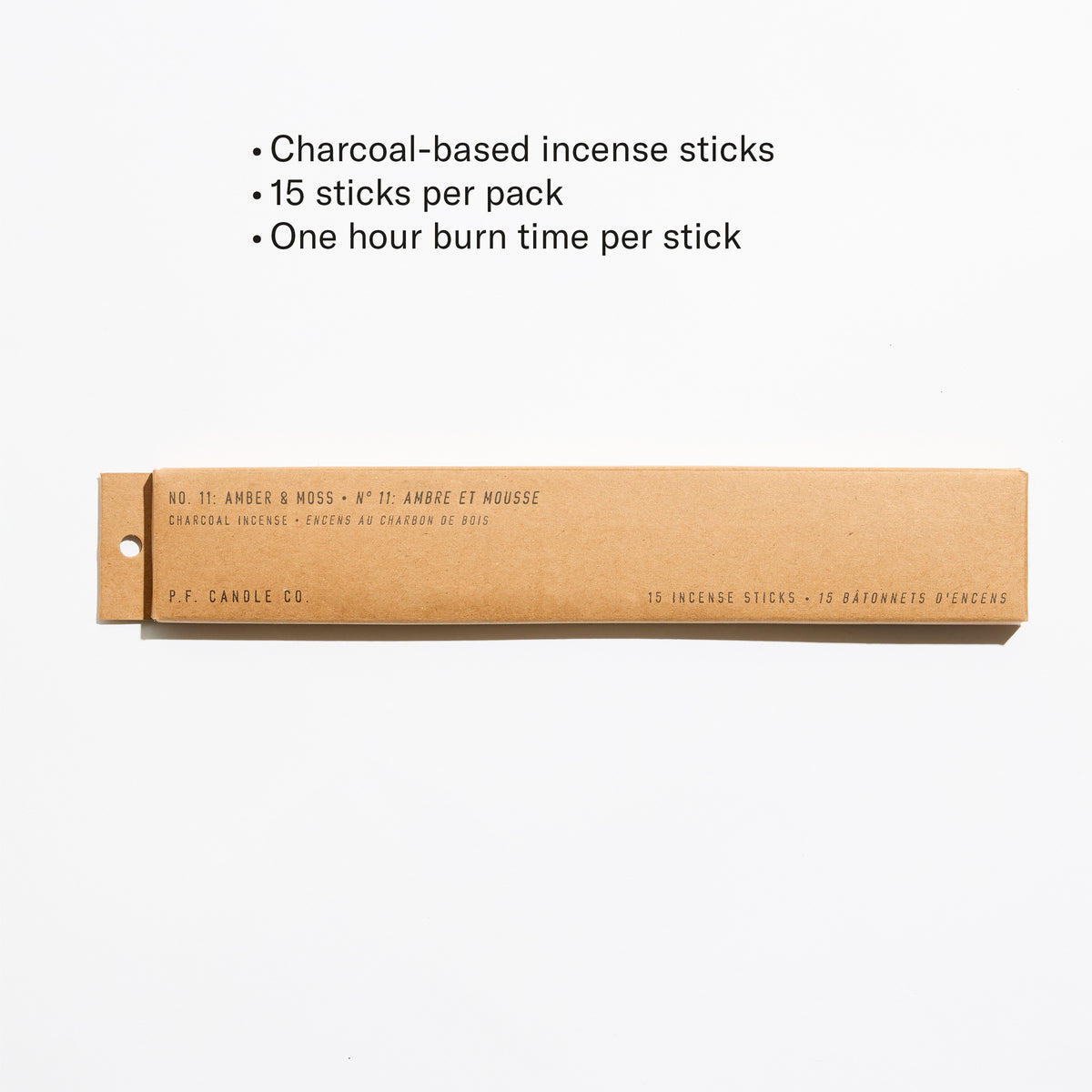 Charcoal-based incense sticks, 15 sticks per pack, One hour burn time per stick