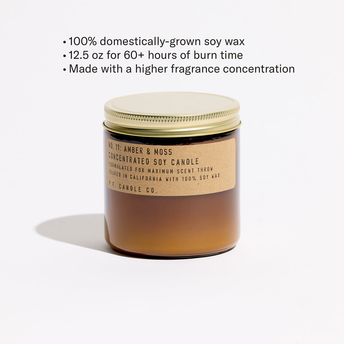 100% domestically-grown soy wax, 12.5 oz for 60+ hours of burn time, Made with a higher fragrance concentration 