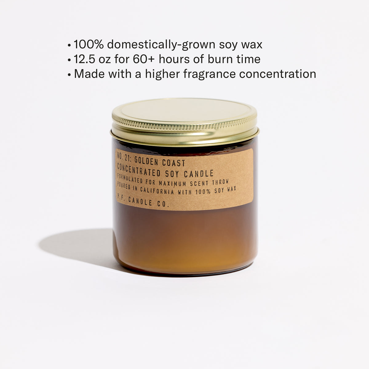 100% domestically-grown soy wax, 12.5 oz for 60+ hours of burn time, Made with a higher fragrance concentration 