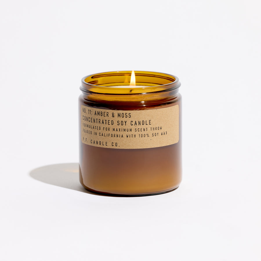pf candle co no. 11 amber & moss concentrated large soy candle front profile ecomm product shot