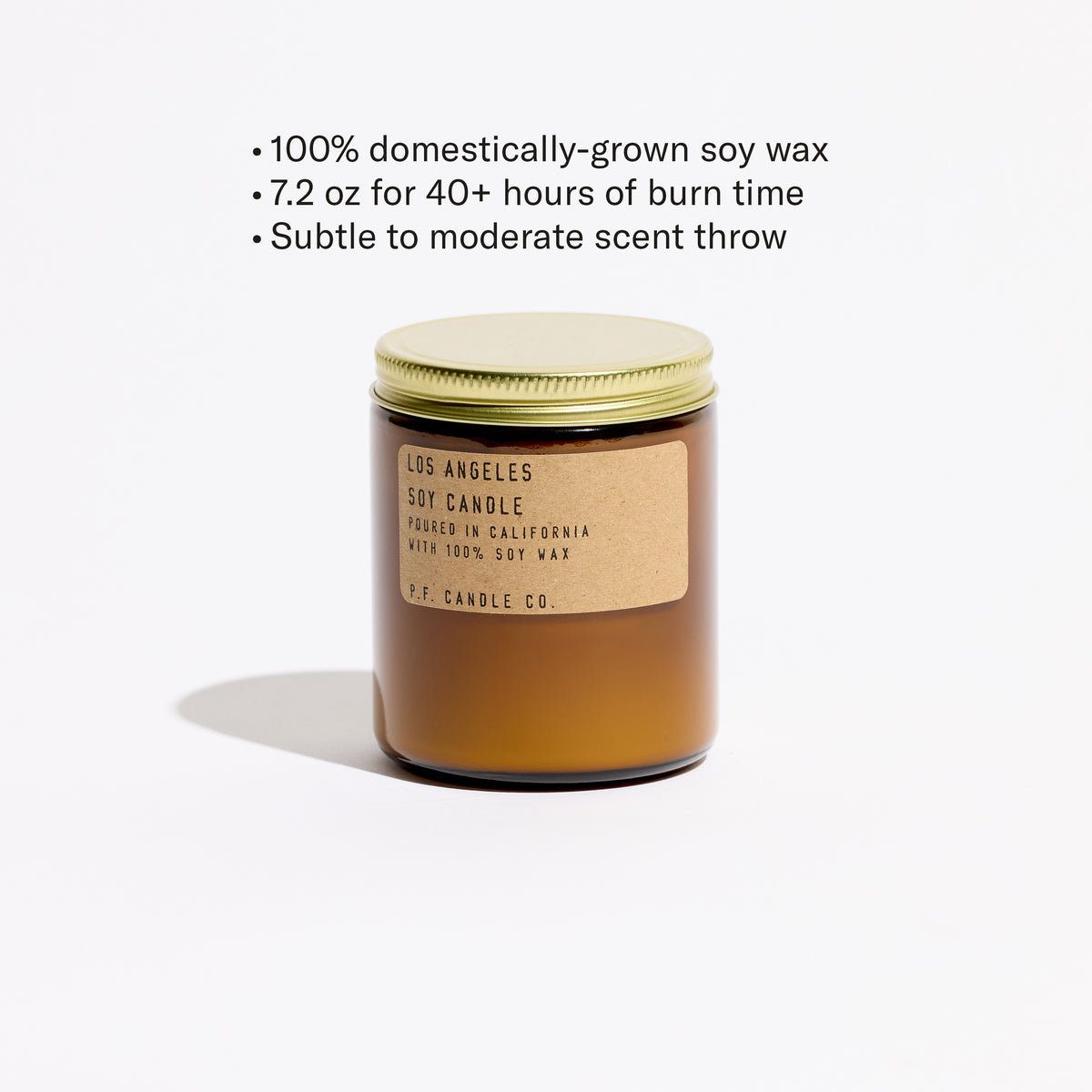 100% domestically-grown soy wax, 12.5 oz for 60+ hours of burn time, subtle to moderate scent throw