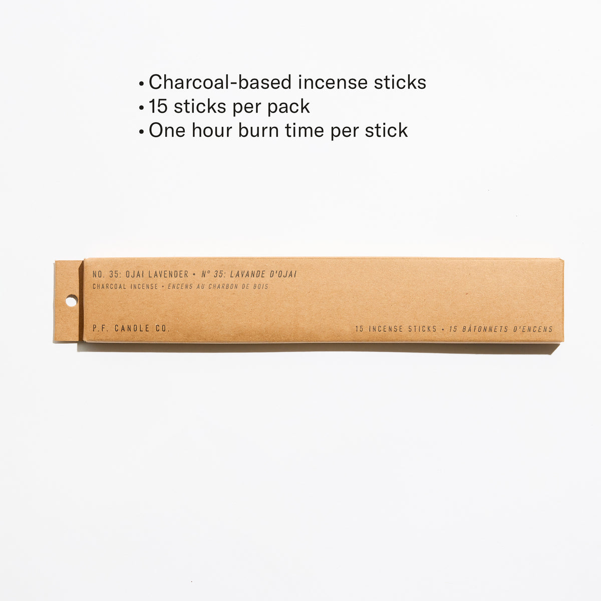 Charcoal-based incense sticks, 15 sticks per pack, One hour burn time per stick