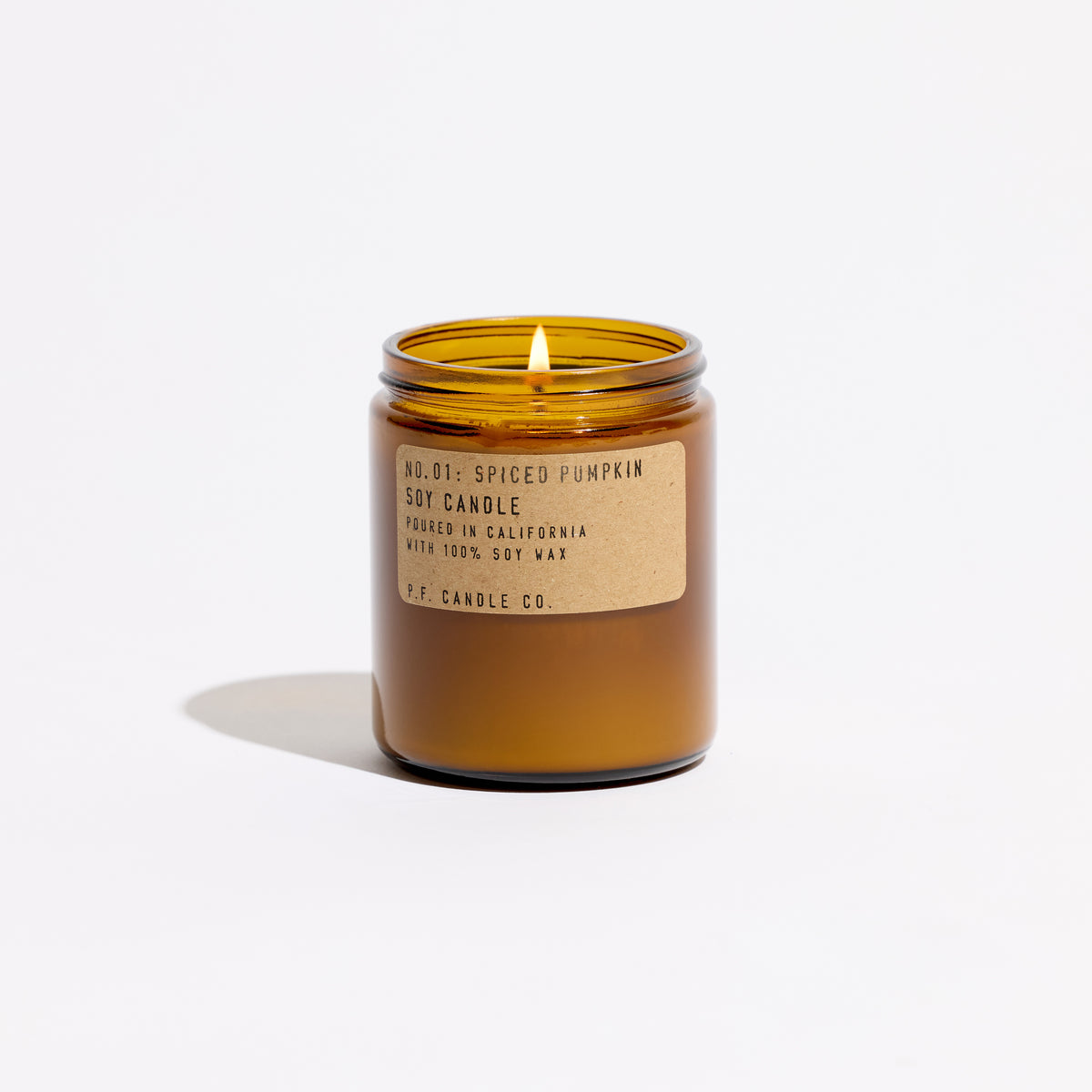 pf candle co no. 1 spiced pumpkin standard soy candle front profile ecomm product shot