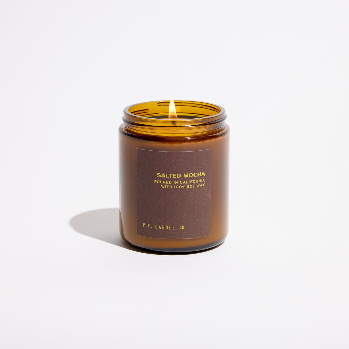 pf candle co Salted Mocha standard soy candle front profile ecomm product shot