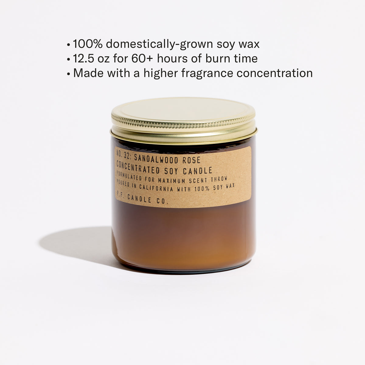 100% domestically-grown soy wax, 12.5 oz for 60+ hours of burn time, Made with a higher fragrance concentration 