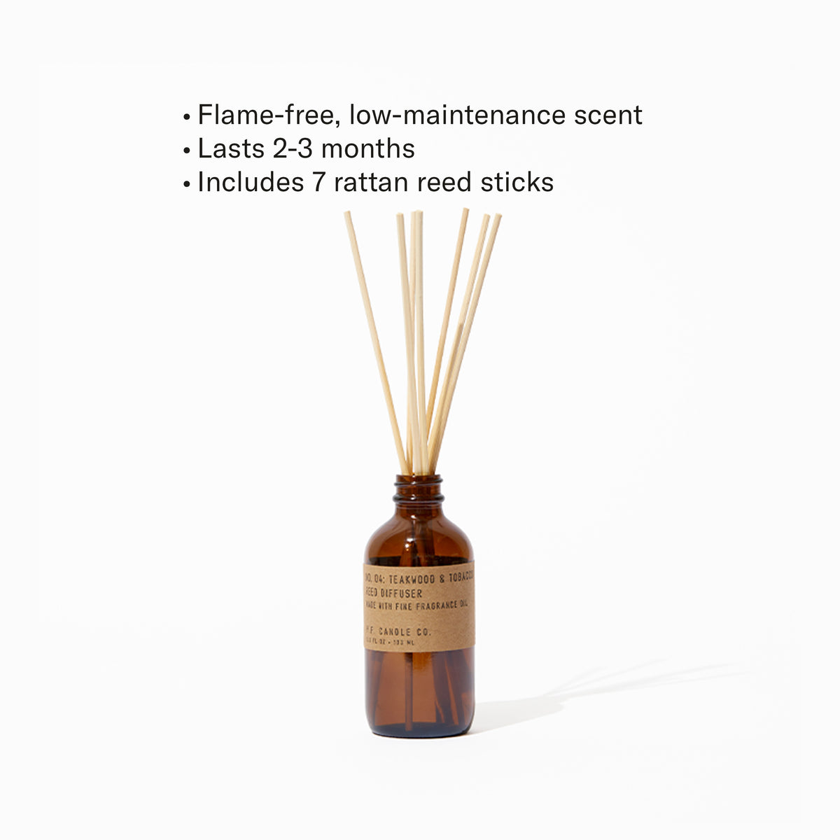 Flame-free, low-maintenance scent, Lasts 2-3 months, Includes 7 rattan reed sticks